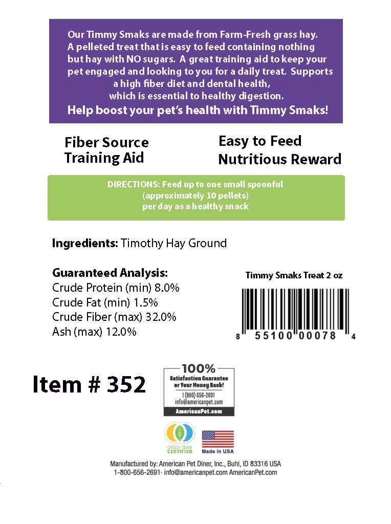 Timothy Grass Smaks Pellet Treat - Bulk