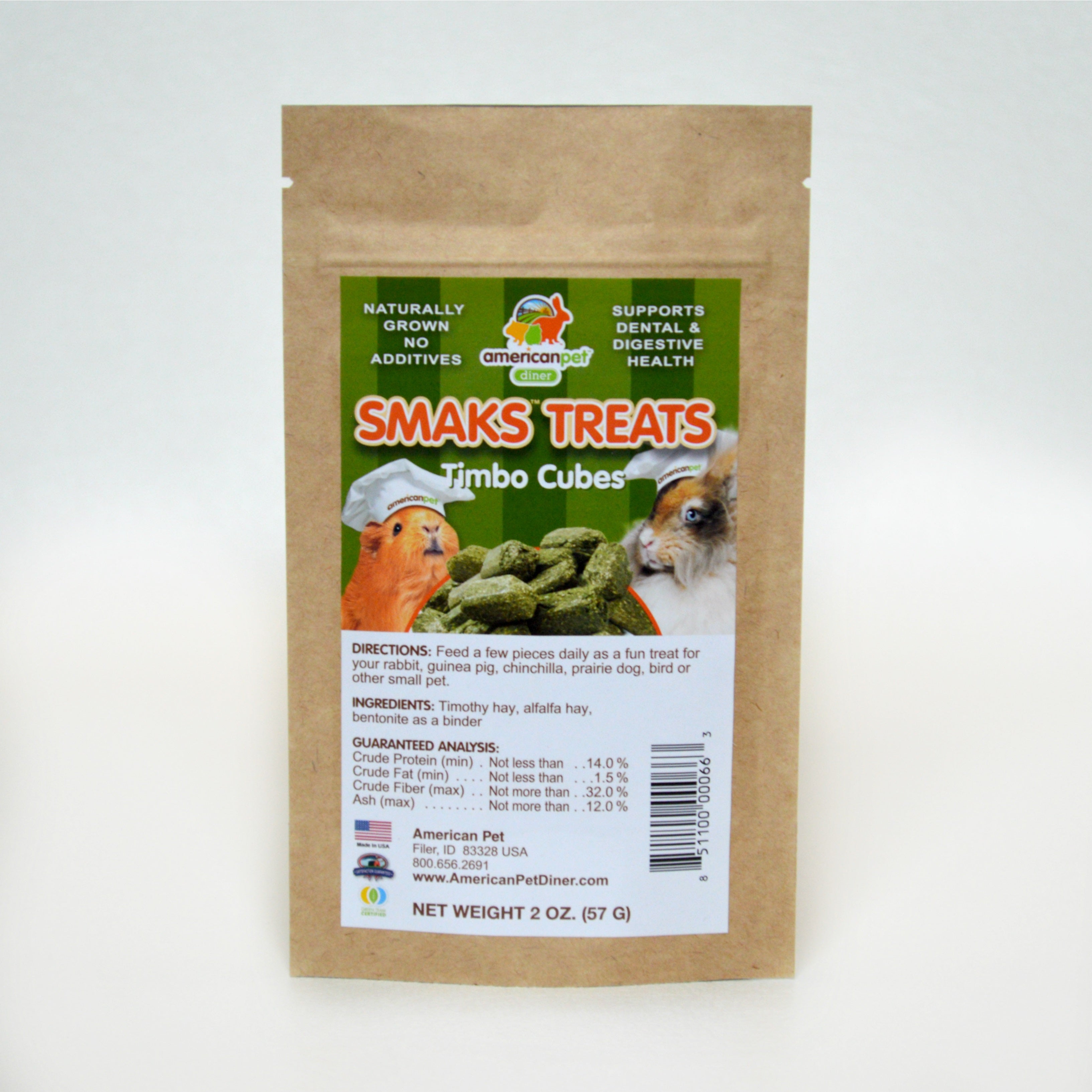 Smaks™ Hay Treats 2 PACK Timbo Cube 4oz & Mountain Grass Smaks Pellets 2 oz